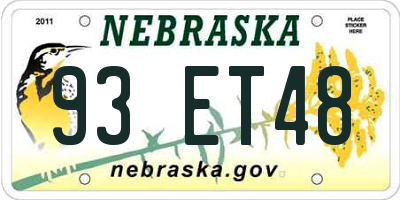 NE license plate 93ET48