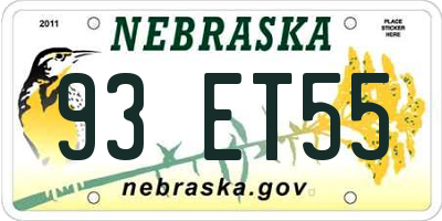 NE license plate 93ET55