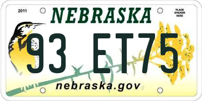 NE license plate 93ET75