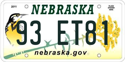 NE license plate 93ET81