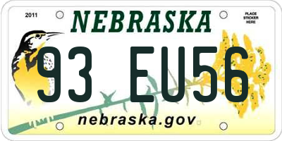 NE license plate 93EU56