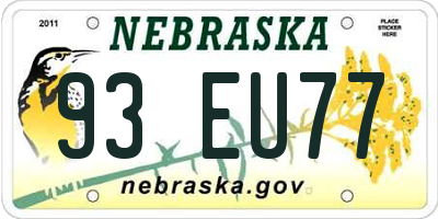 NE license plate 93EU77