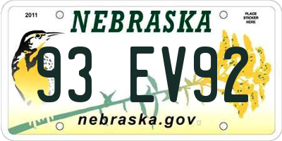 NE license plate 93EV92