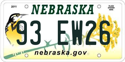 NE license plate 93EW26