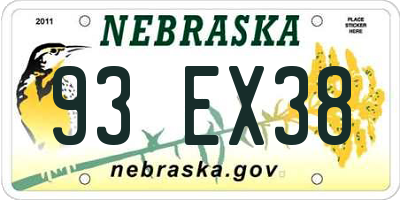 NE license plate 93EX38