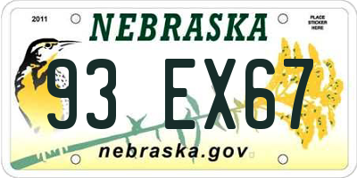NE license plate 93EX67