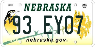 NE license plate 93EY07