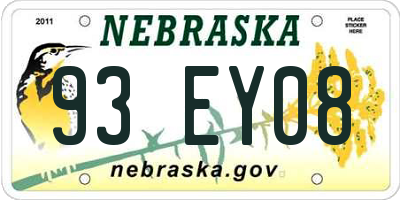 NE license plate 93EY08