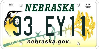NE license plate 93EY11
