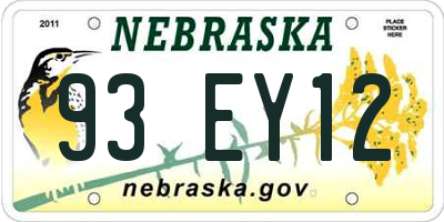 NE license plate 93EY12
