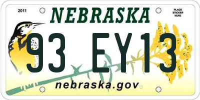 NE license plate 93EY13