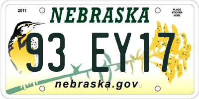 NE license plate 93EY17