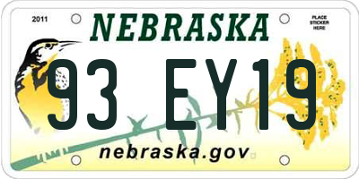 NE license plate 93EY19