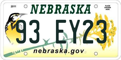 NE license plate 93EY23