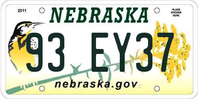 NE license plate 93EY37