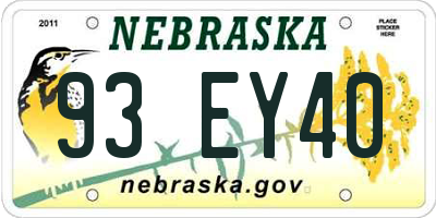 NE license plate 93EY40