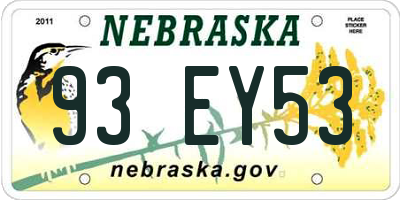 NE license plate 93EY53