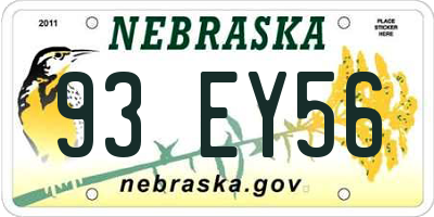 NE license plate 93EY56