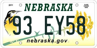 NE license plate 93EY58