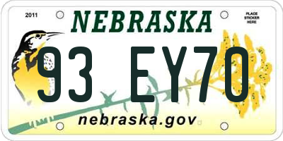 NE license plate 93EY70