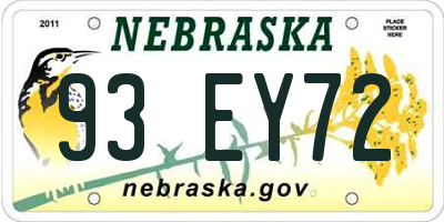 NE license plate 93EY72