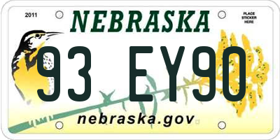NE license plate 93EY90