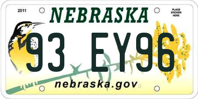 NE license plate 93EY96