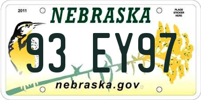 NE license plate 93EY97