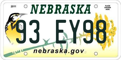 NE license plate 93EY98