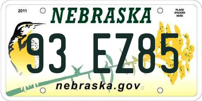 NE license plate 93EZ85
