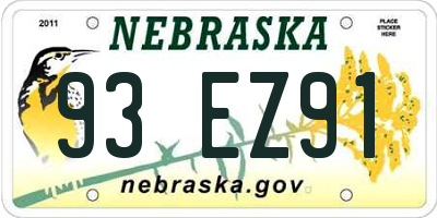NE license plate 93EZ91