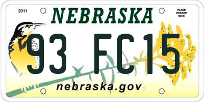 NE license plate 93FC15