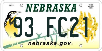 NE license plate 93FC21