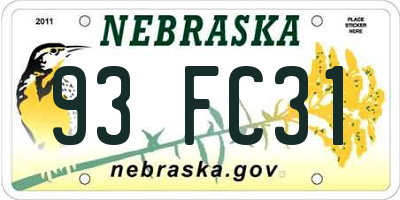 NE license plate 93FC31