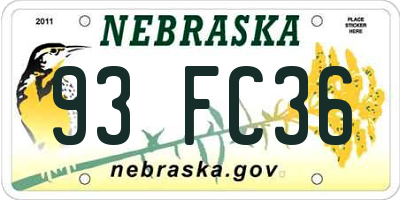 NE license plate 93FC36