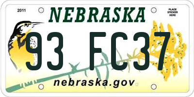 NE license plate 93FC37