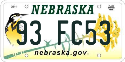 NE license plate 93FC53