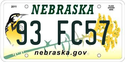 NE license plate 93FC57