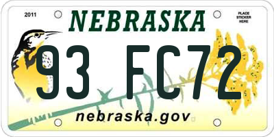 NE license plate 93FC72