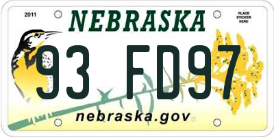 NE license plate 93FD97