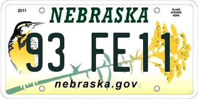 NE license plate 93FE11