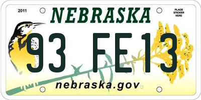 NE license plate 93FE13
