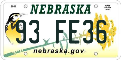 NE license plate 93FE36