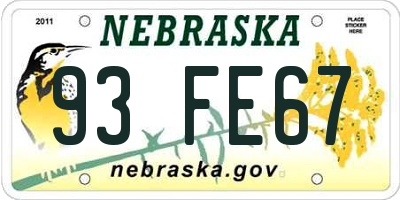 NE license plate 93FE67