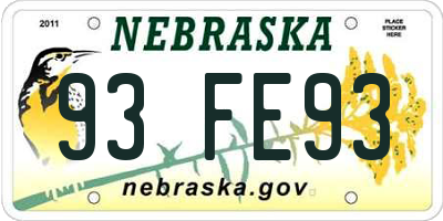 NE license plate 93FE93