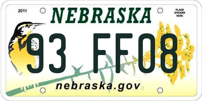 NE license plate 93FF08