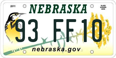 NE license plate 93FF10
