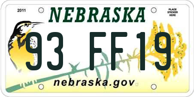 NE license plate 93FF19