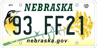 NE license plate 93FF21