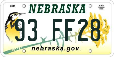 NE license plate 93FF28